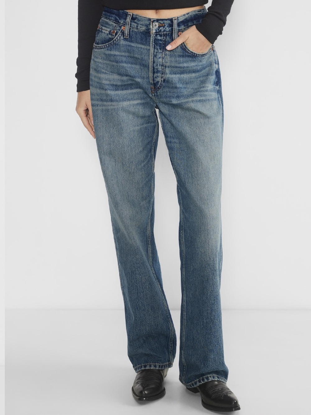 Re/Done Relaxed Long Jean - mid-rise, wide-leg